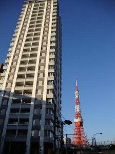 サンウッド三田パークサイドタワー　外観東京タワー
